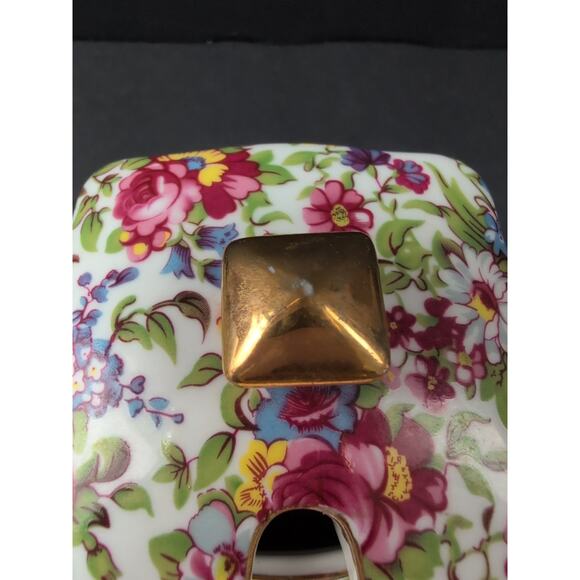 Royal Cotswolds Summertime chintz jam/jelly pot and lid with an underplate. - Picture 7 of 10